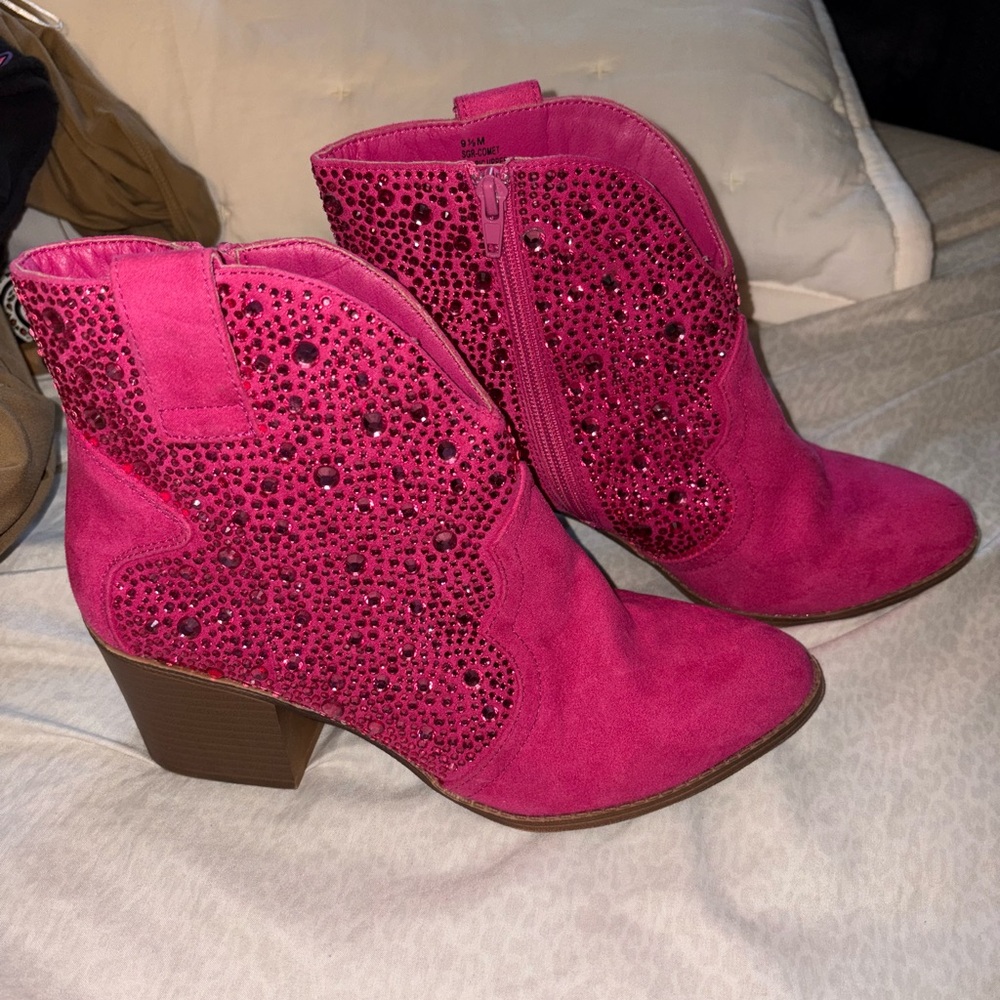Vans Fuchsia Ankle Boots with Rhinestones